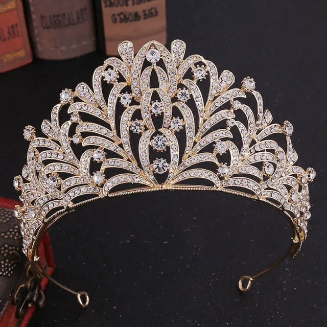 Colored Crystal Pageant Leaf Tiara  Crown