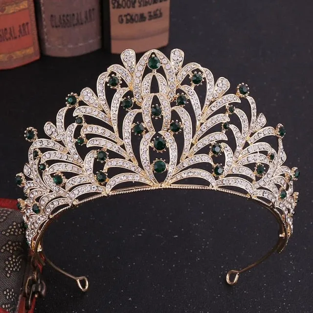 Colored Crystal Pageant Leaf Tiara  Crown