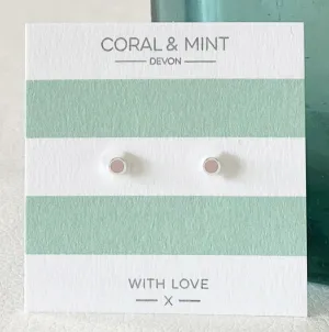 Coral And Mint Mini Pale Pink Enamel Circle Studs