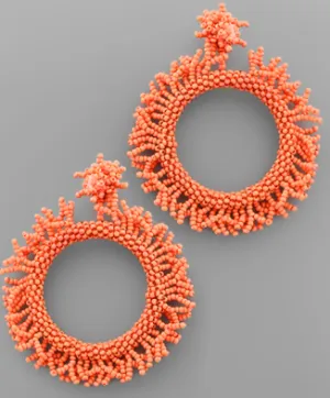 Coral Fringe Bead Hoop