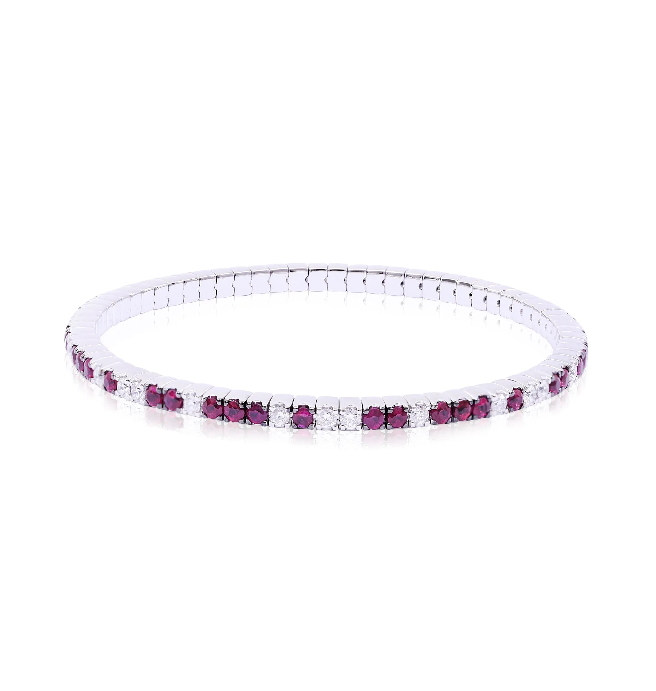 CRIVELLI 18K WHITE GOLD DIAMOND AND RUBY FLEXIBLE BRACELET