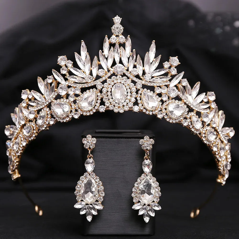 Crown Me Tonight Crystal Quinceanera Tiara Set - Also Bridal Crown with Earrings