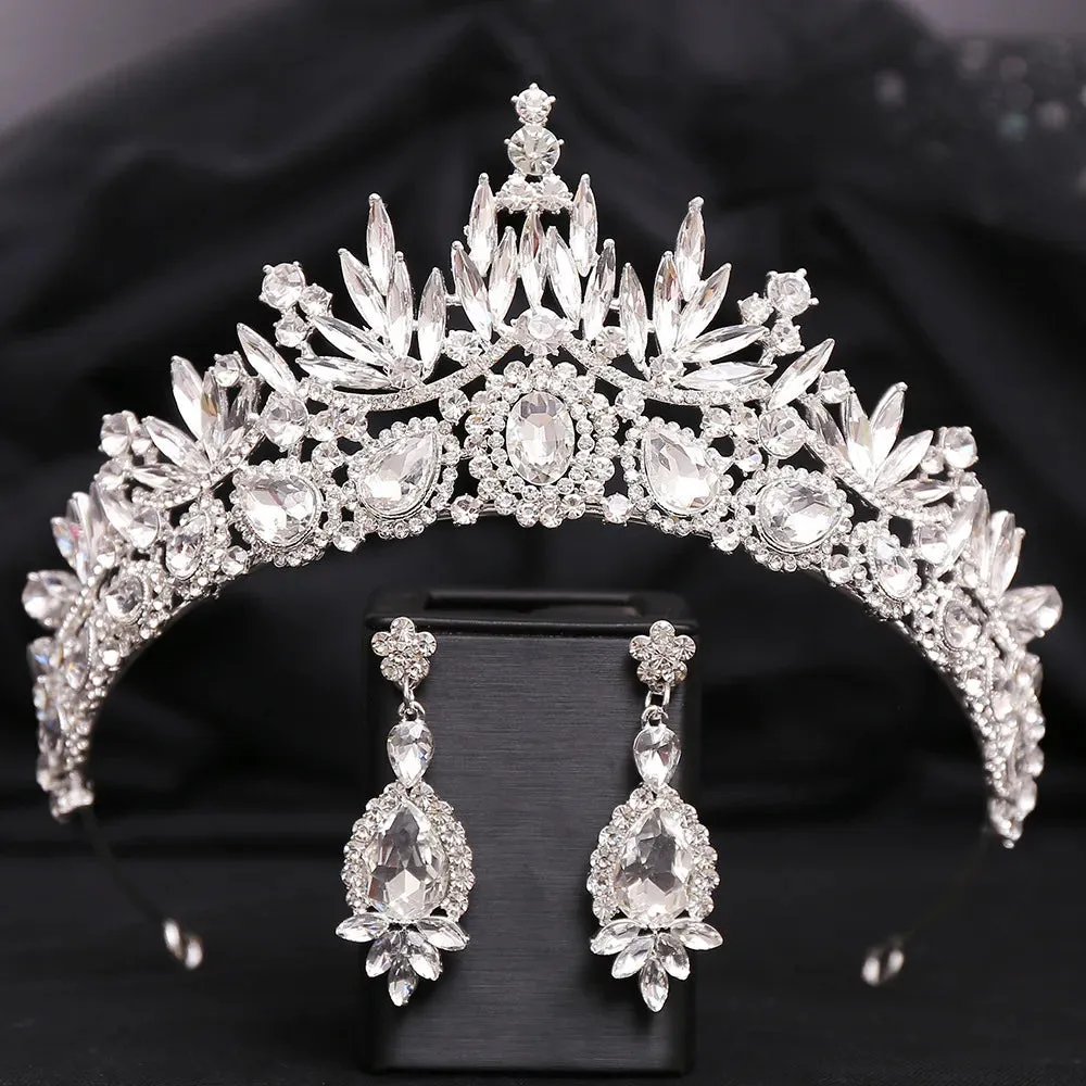 Crown Me Tonight Crystal Quinceanera Tiara Set - Also Bridal Crown with Earrings