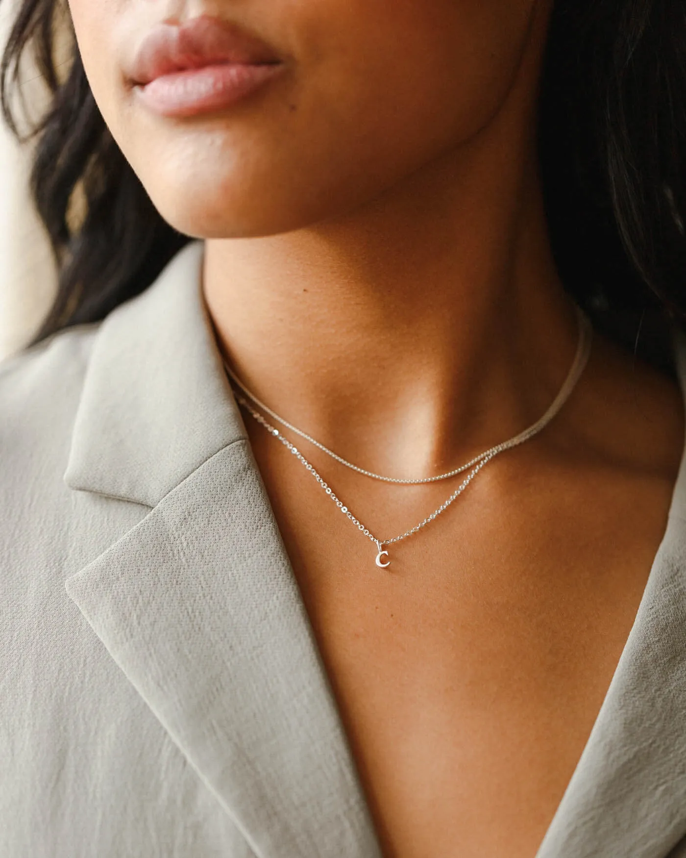 Dainty Serif Initial Necklace