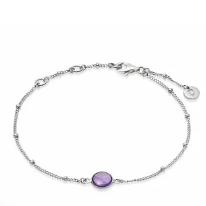 Daisy London Amethyst Healing Stone Bobble Bracelet Silver HBR1002_SLV