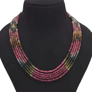 Designer Faceted Multi Tourmaline Layered Beaded Necklace