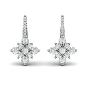 Diamond Burst Drop Earrings in 14K White Gold