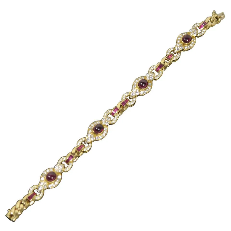 DIAMOND Calibre Cut Ruby 18 Karat Gold Bracelet