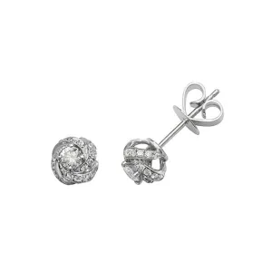 Diamond Jewellery 18ct White Gold Diamond Knot Earrings EDQ311W