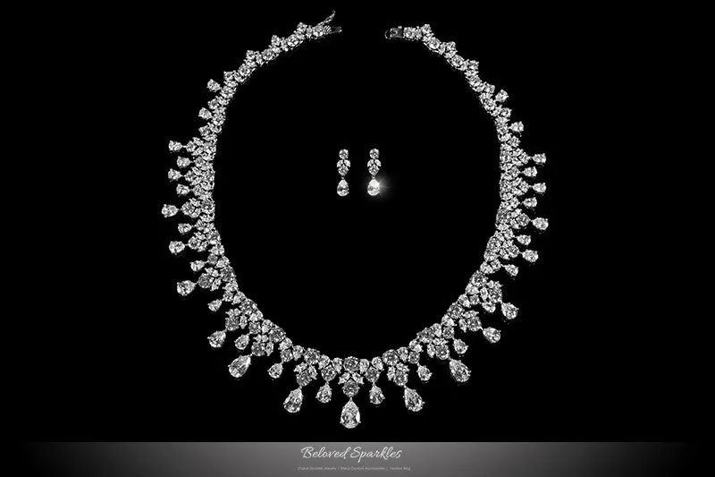 Drina Vintage Luxury Necklace Set | 80 Carat | Cubic Zirconia | Silver