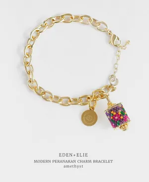 EDEN   ELIE Modern Peranakan gold charm bracelet - amethyst