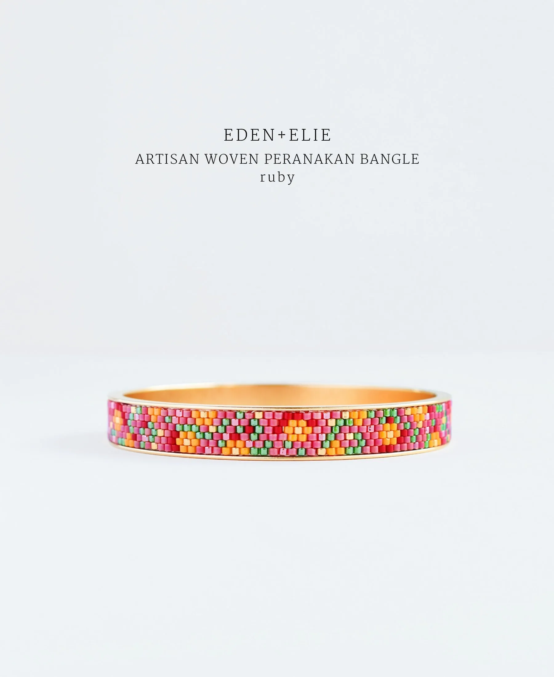 EDEN   ELIE Modern Peranakan gold narrow bangle - ruby