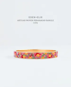 EDEN   ELIE Modern Peranakan gold narrow bangle - ruby