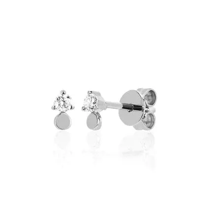 EF Collection - Single 14K Gold Disc Prong Set Diamond Stud Earring