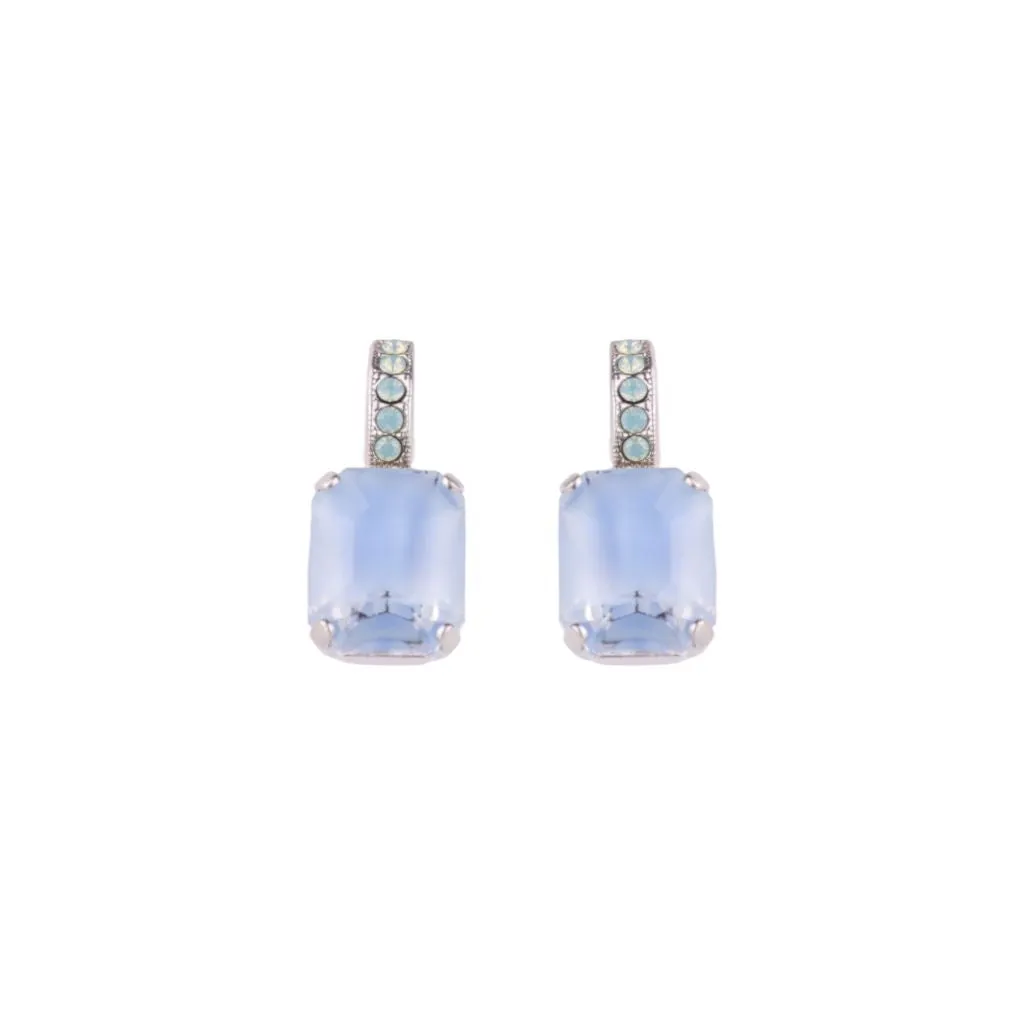 Embellished Emerald Leverback Earrings in "Giver Blue Opal" - Rhodium