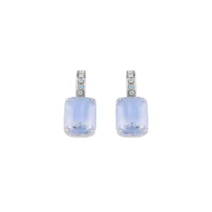 Embellished Emerald Leverback Earrings in "Giver Blue Opal" - Rhodium