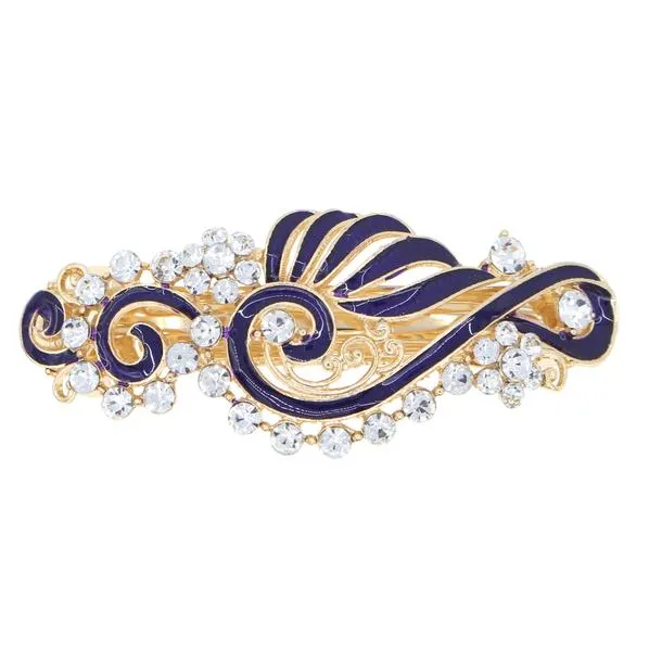 Enamel Ribbons Barrette with Rhinestones