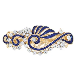 Enamel Ribbons Barrette with Rhinestones