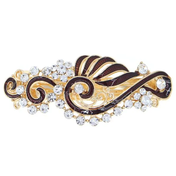 Enamel Ribbons Barrette with Rhinestones