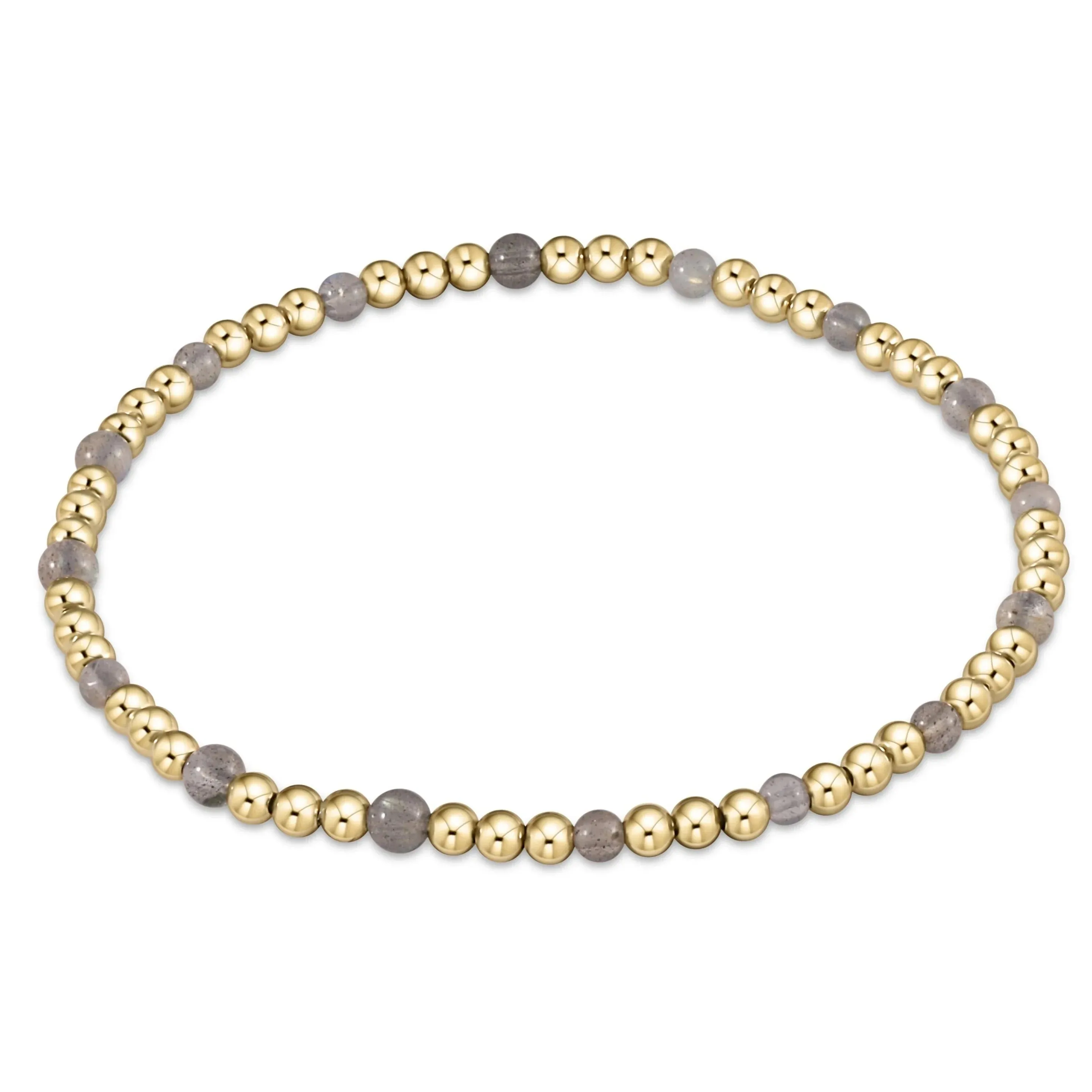 enewton: Gemstone Gold Sincerity Pattern 3mm Bead Bracelet - Labradorite