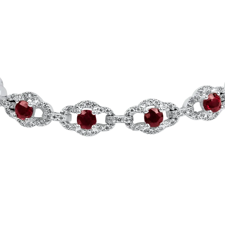 Estate 18k White Gold Ruby & Diamond Bracelet