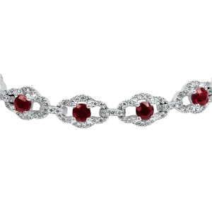 Estate 18k White Gold Ruby & Diamond Bracelet