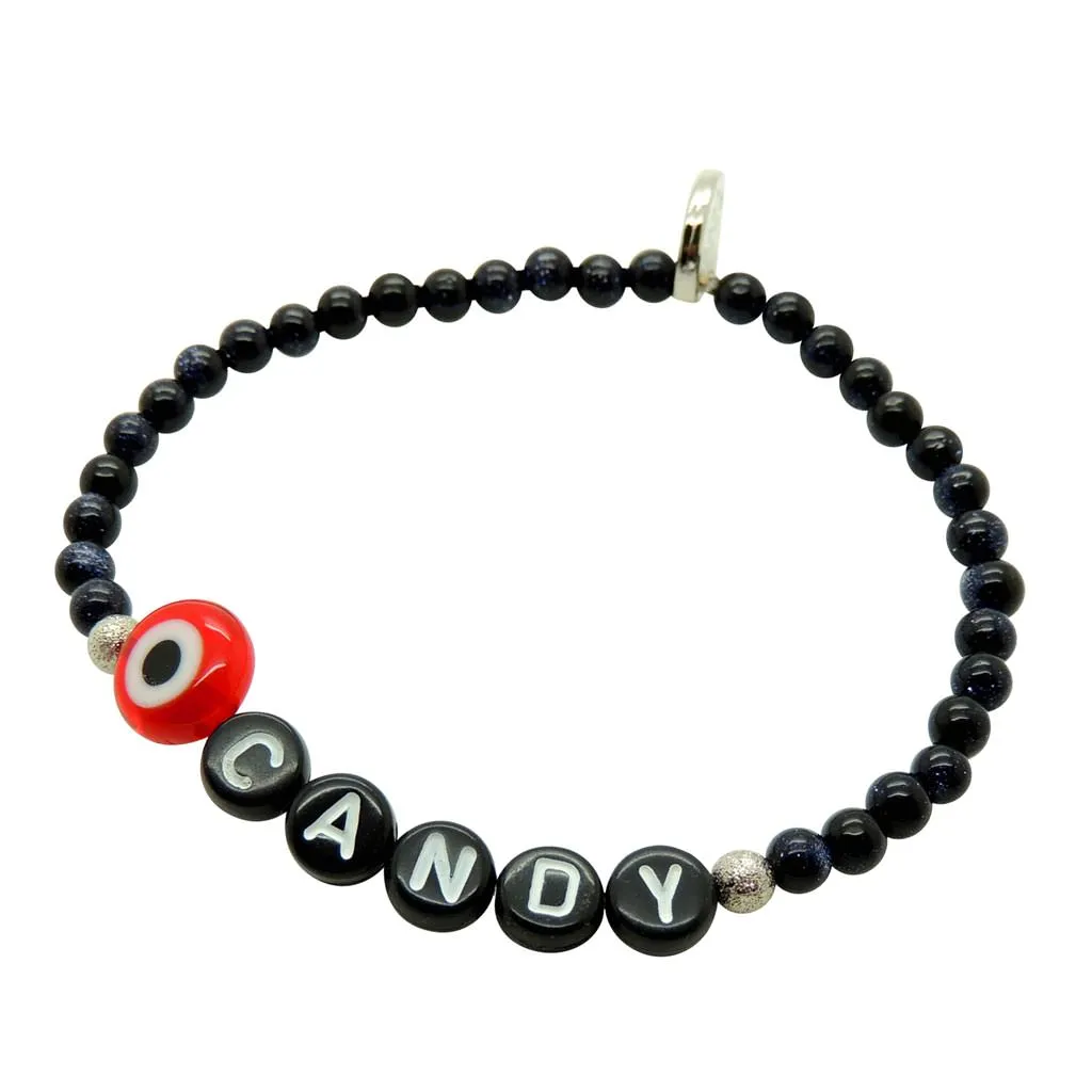 Eye Candy Alphabet Charm Gemstone Bead Bracelet