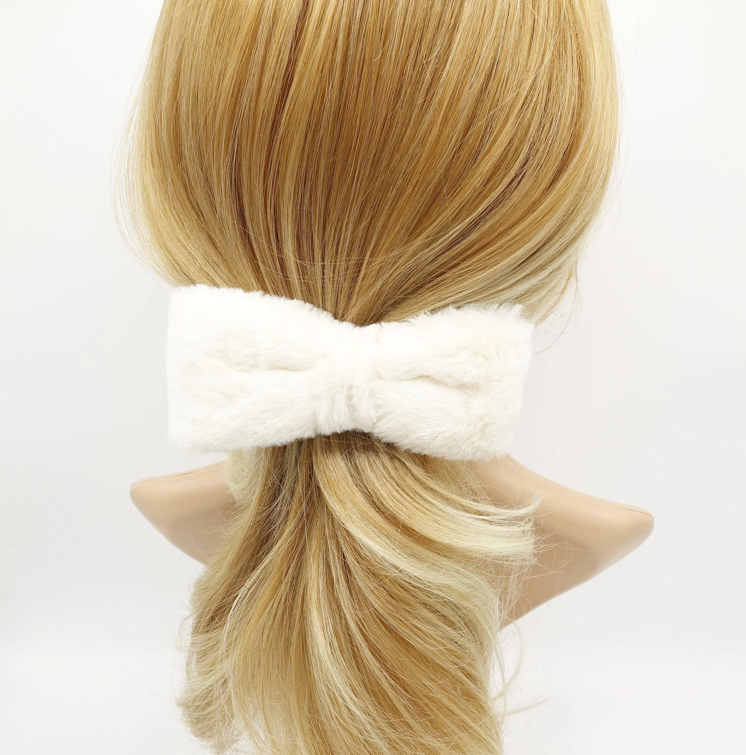 fabric fur hair bow soft Winter hair accessory for women