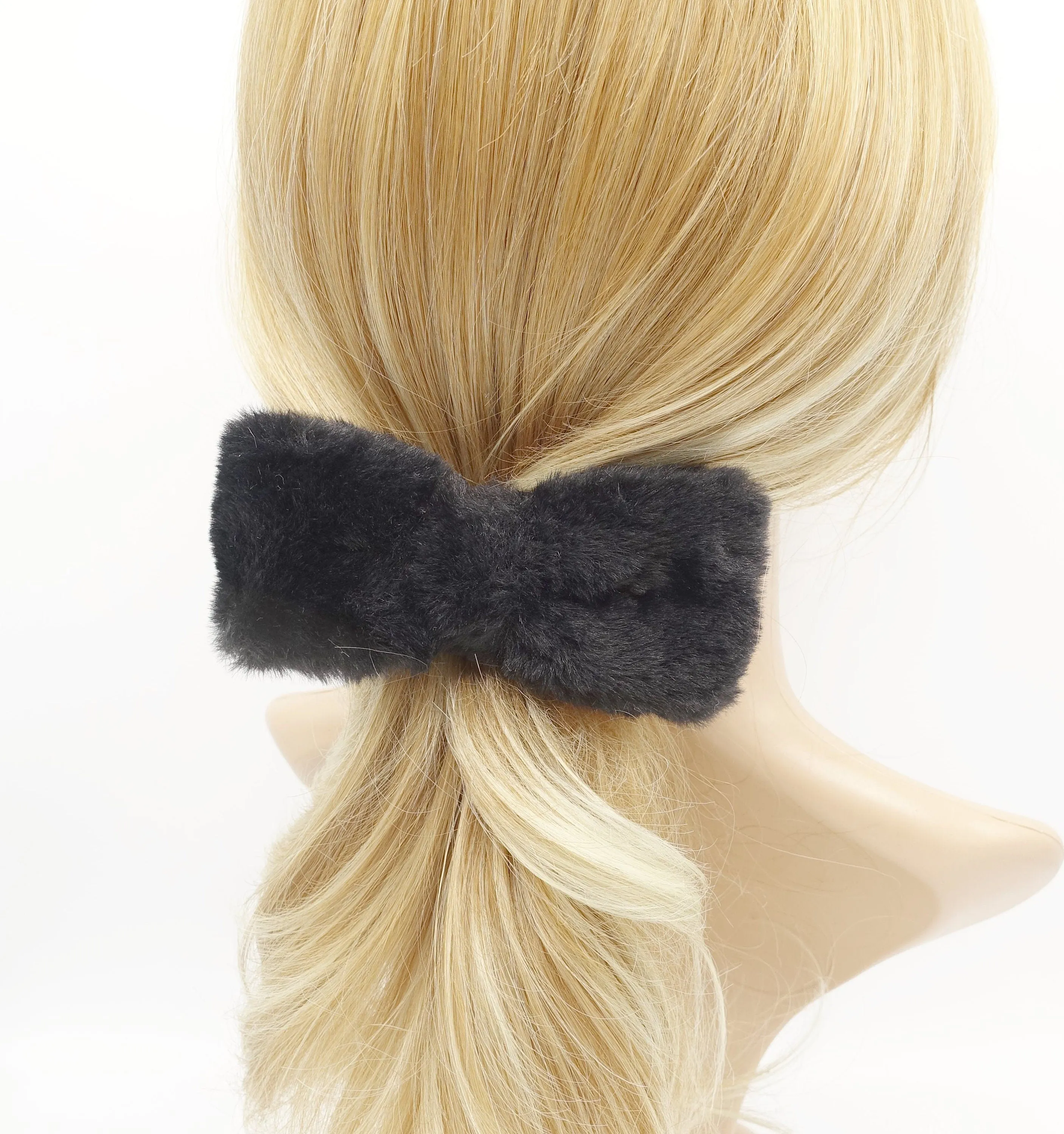 fabric fur hair bow soft Winter hair accessory for women