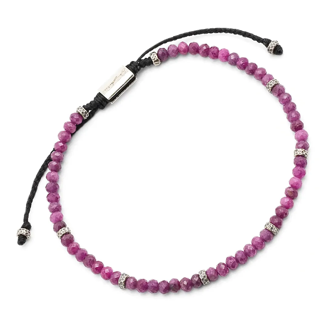 Faceted Ruby Pull Cord Bracelet