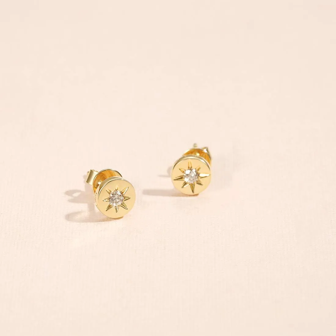 FANCIME Diamond Hope 18K Yellow Gold Star Studs