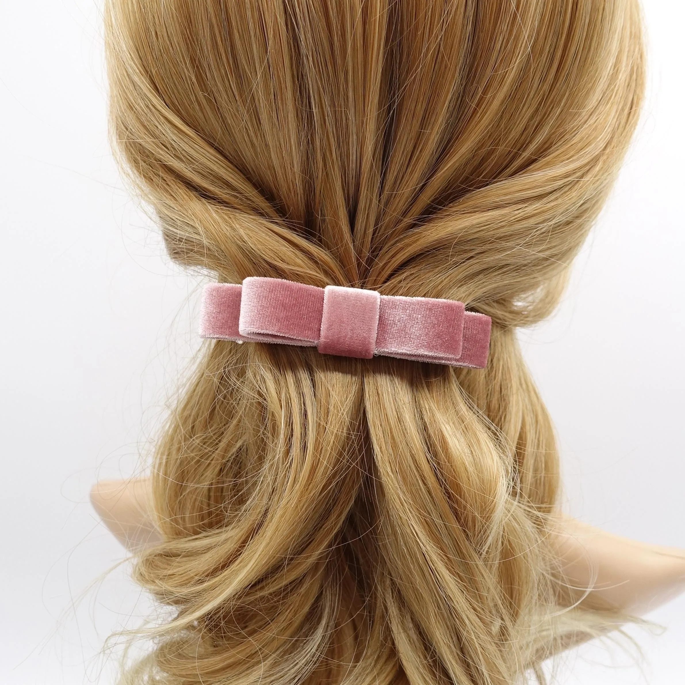 flat velvet hair bow, small velvet hair barrette