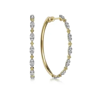 Gabriel 14K Yellow Gold 40mm Diamond Station Intricate Hoop Earrings EG14721Y45JJ