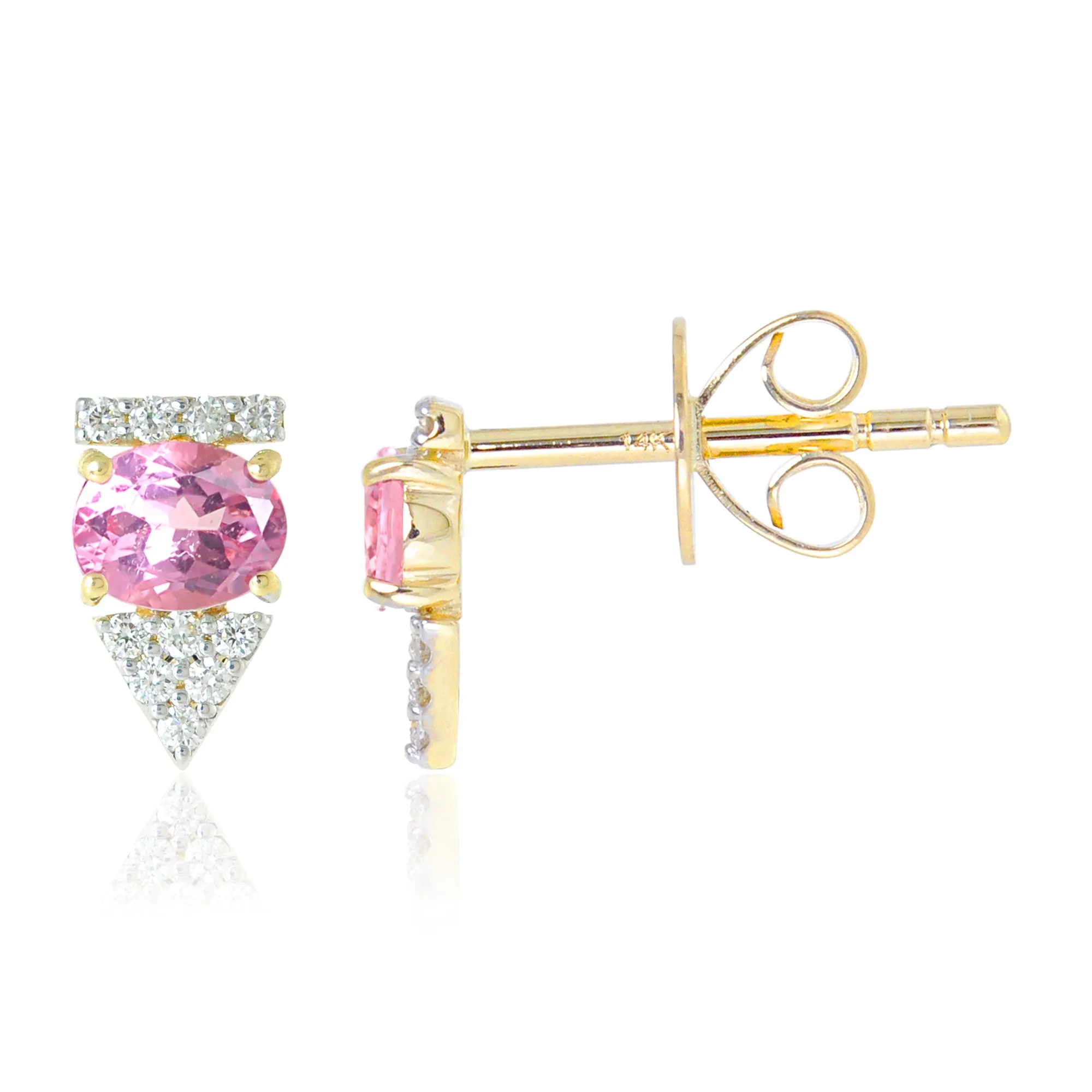 Gemstone 14K Arrow Stud