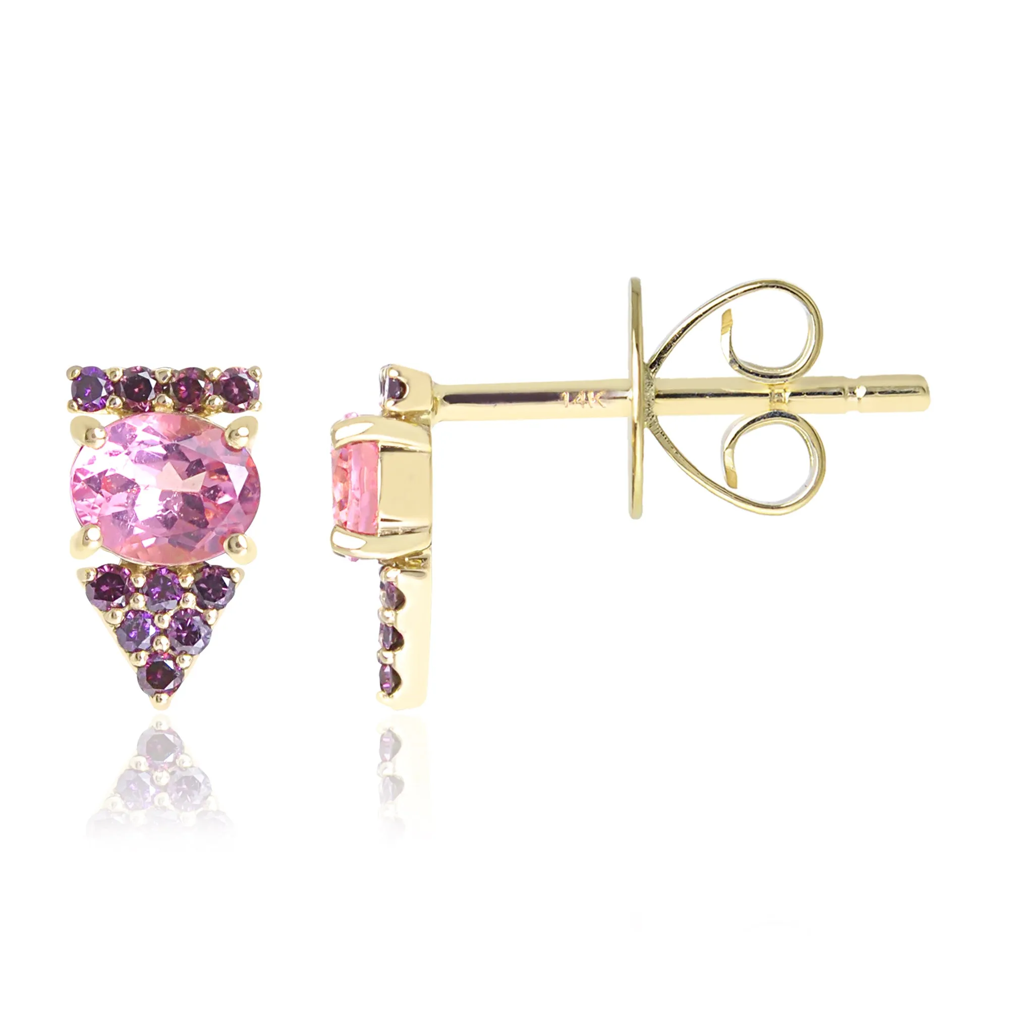 Gemstone 14K Arrow Stud