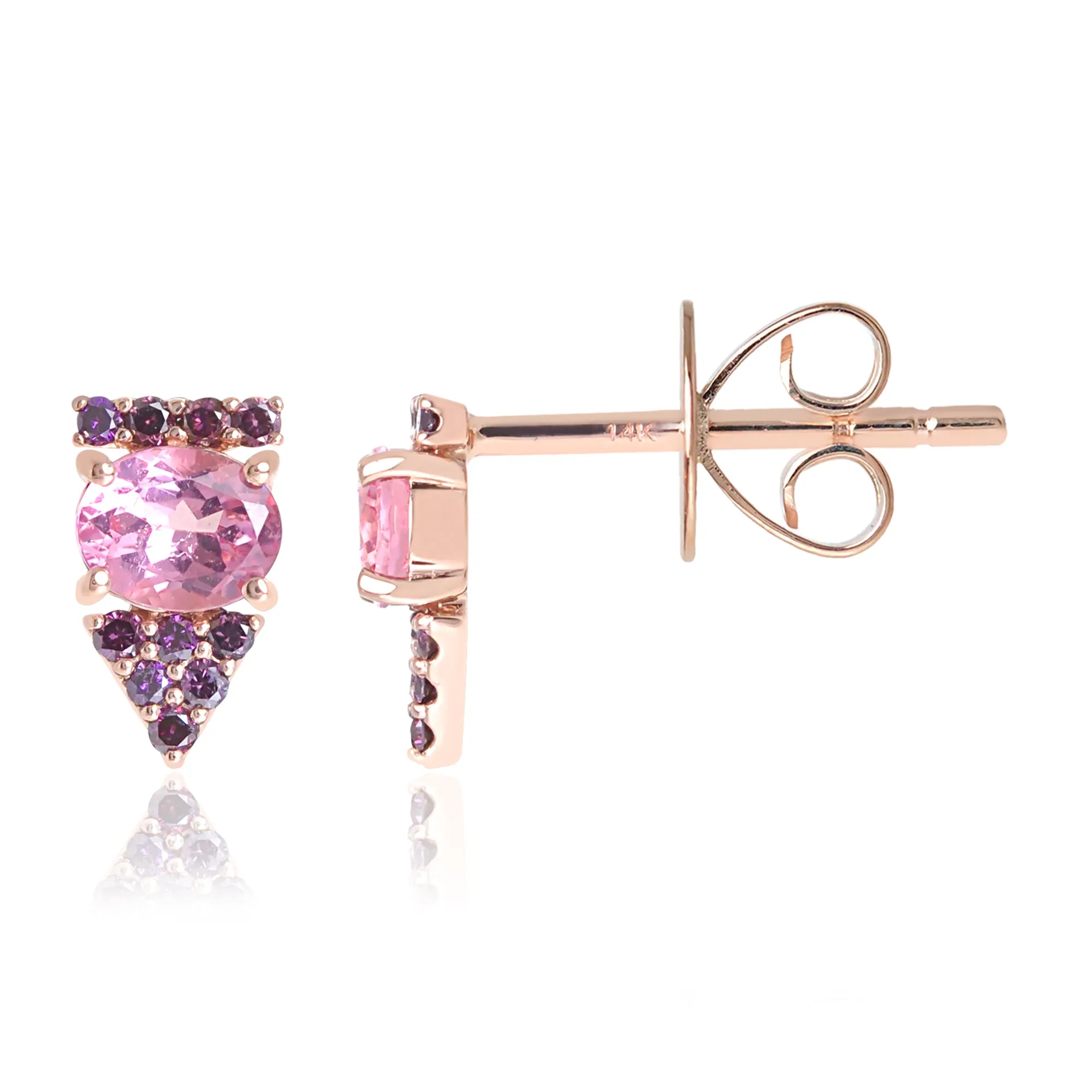 Gemstone 14K Arrow Stud