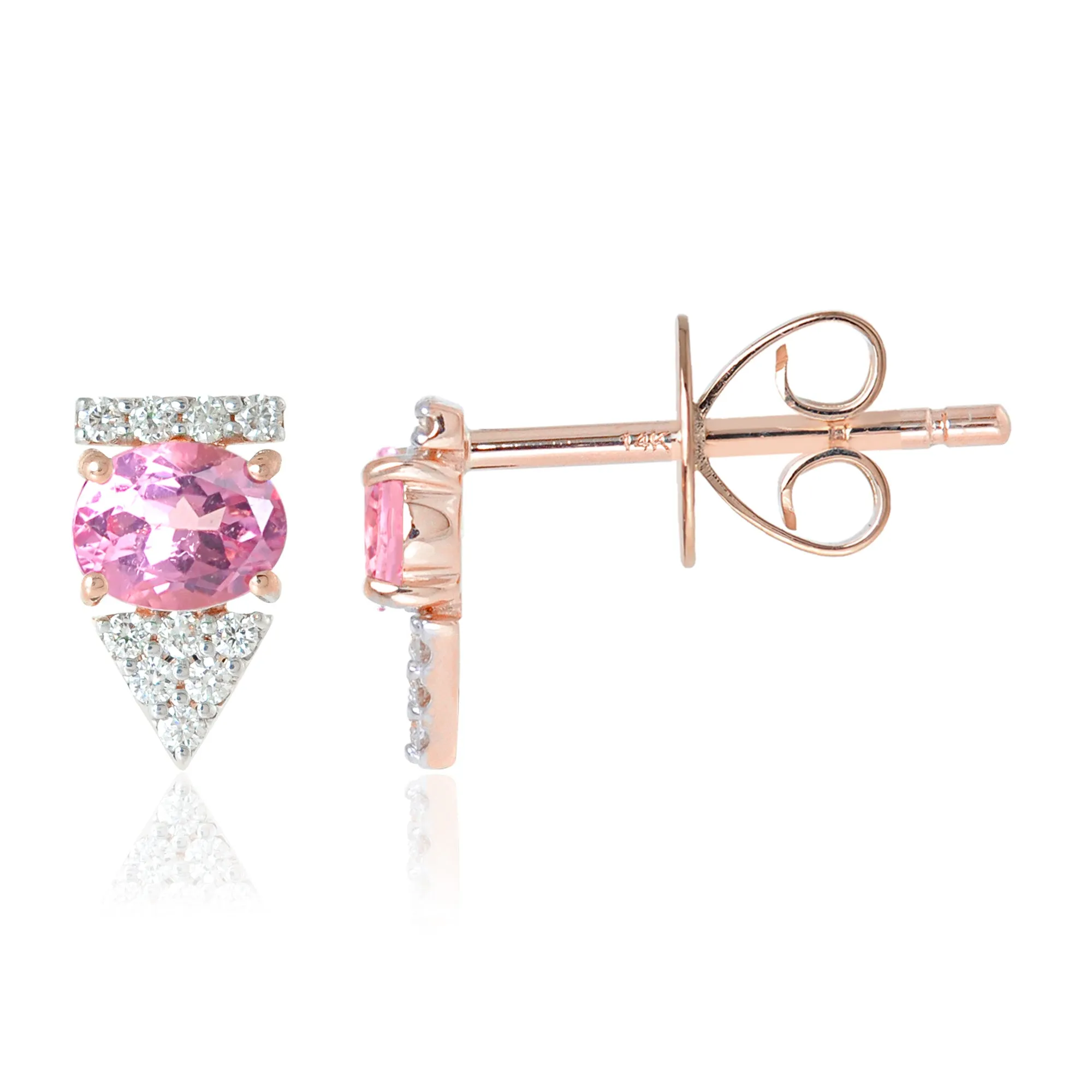 Gemstone 14K Arrow Stud