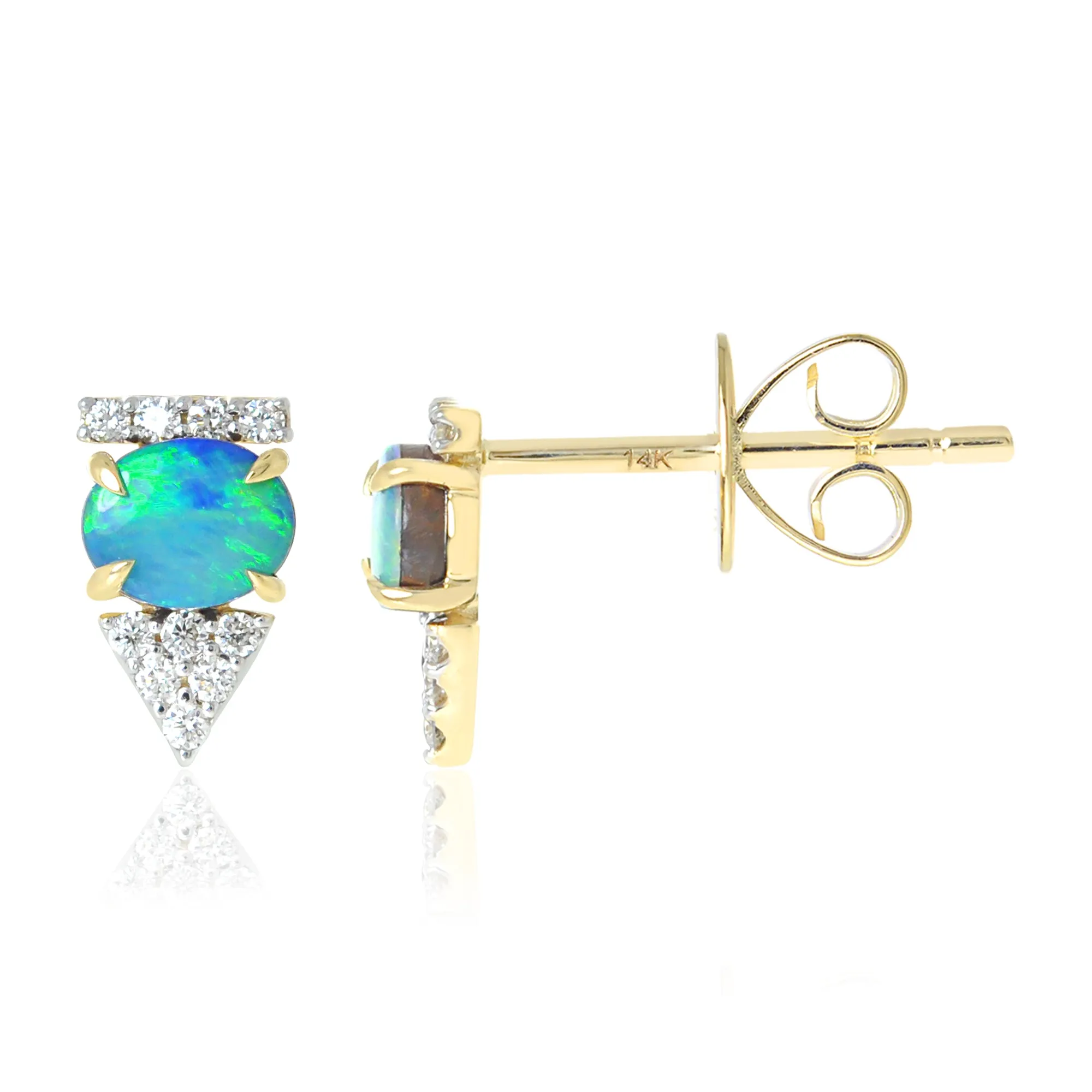 Gemstone 14K Arrow Stud