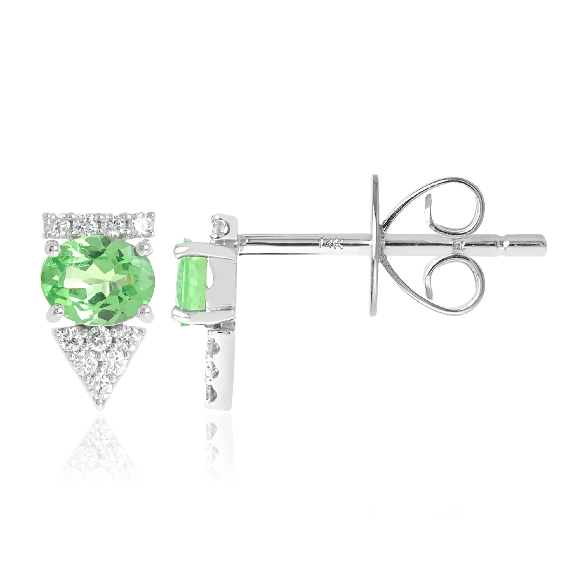 Gemstone 14K Arrow Stud