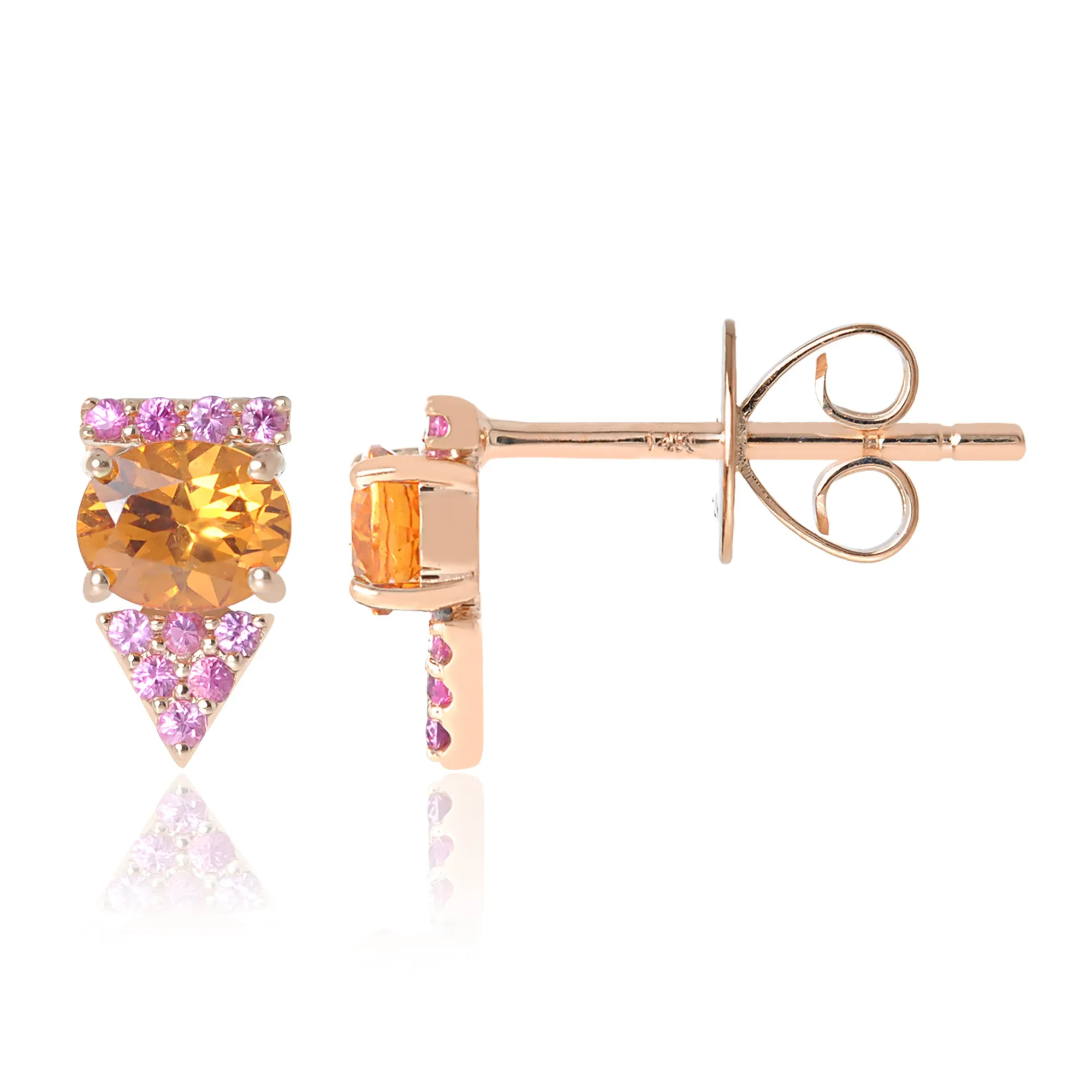 Gemstone 14K Arrow Stud