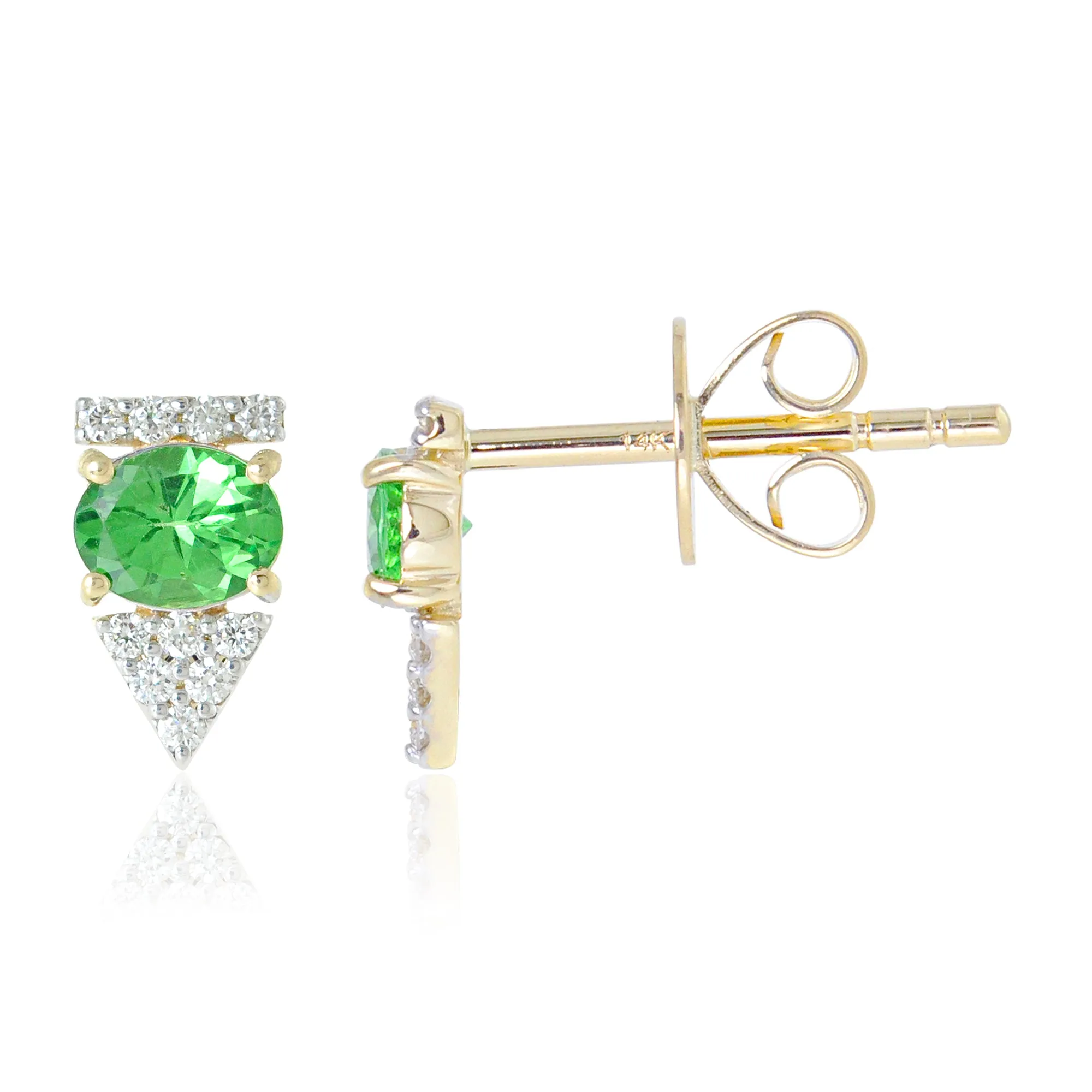 Gemstone 14K Arrow Stud