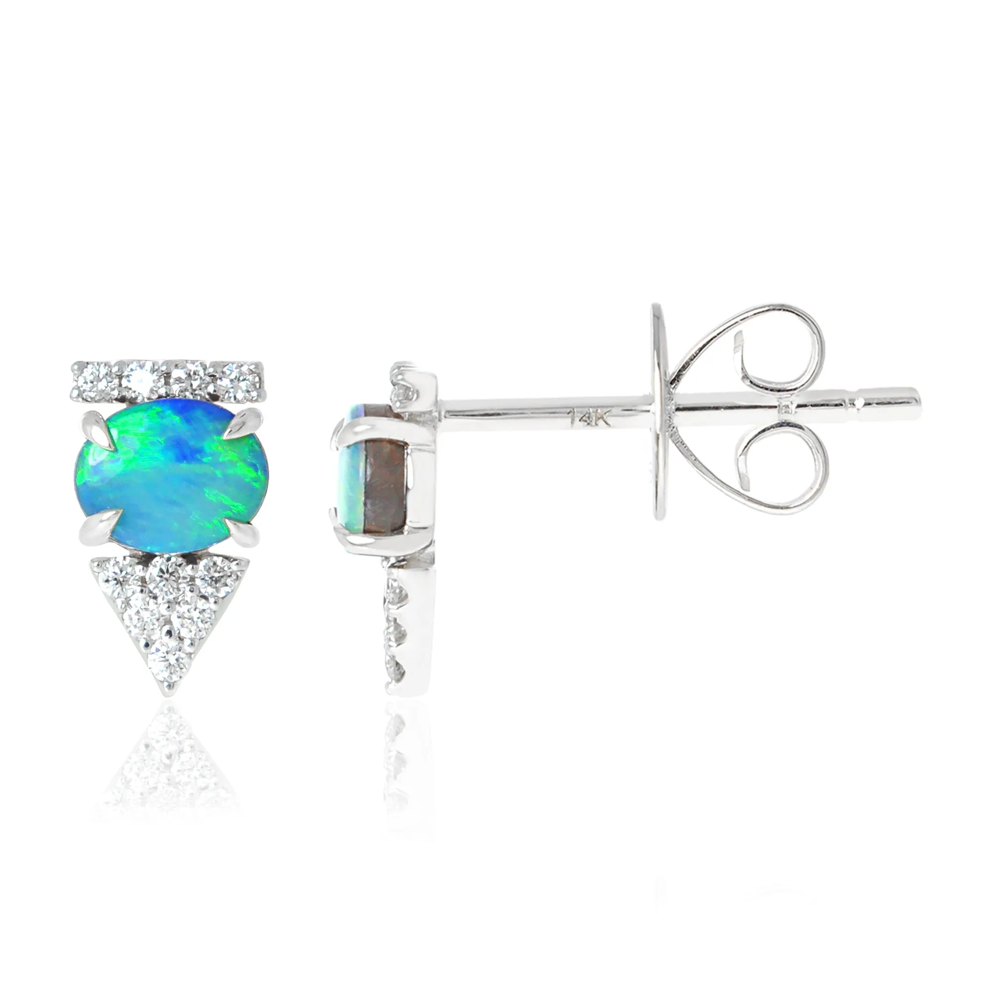 Gemstone 14K Arrow Stud