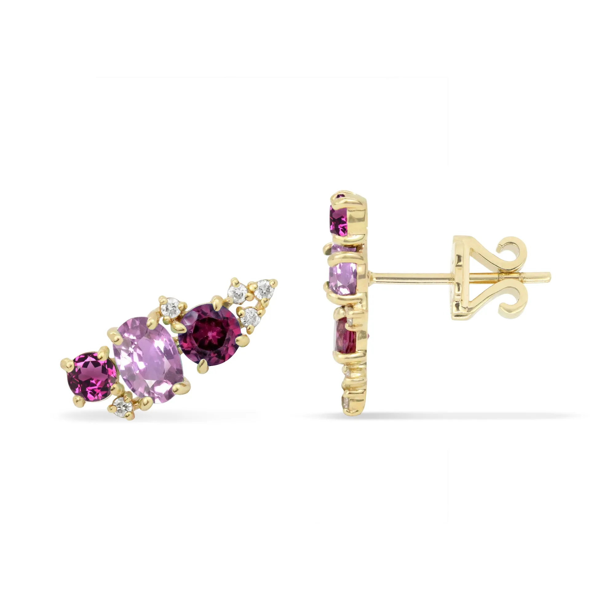 Gemstone & Diamond 14K Mini Ear Climber, Left