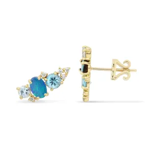 Gemstone & Diamond 14K Mini Ear Climber, Left