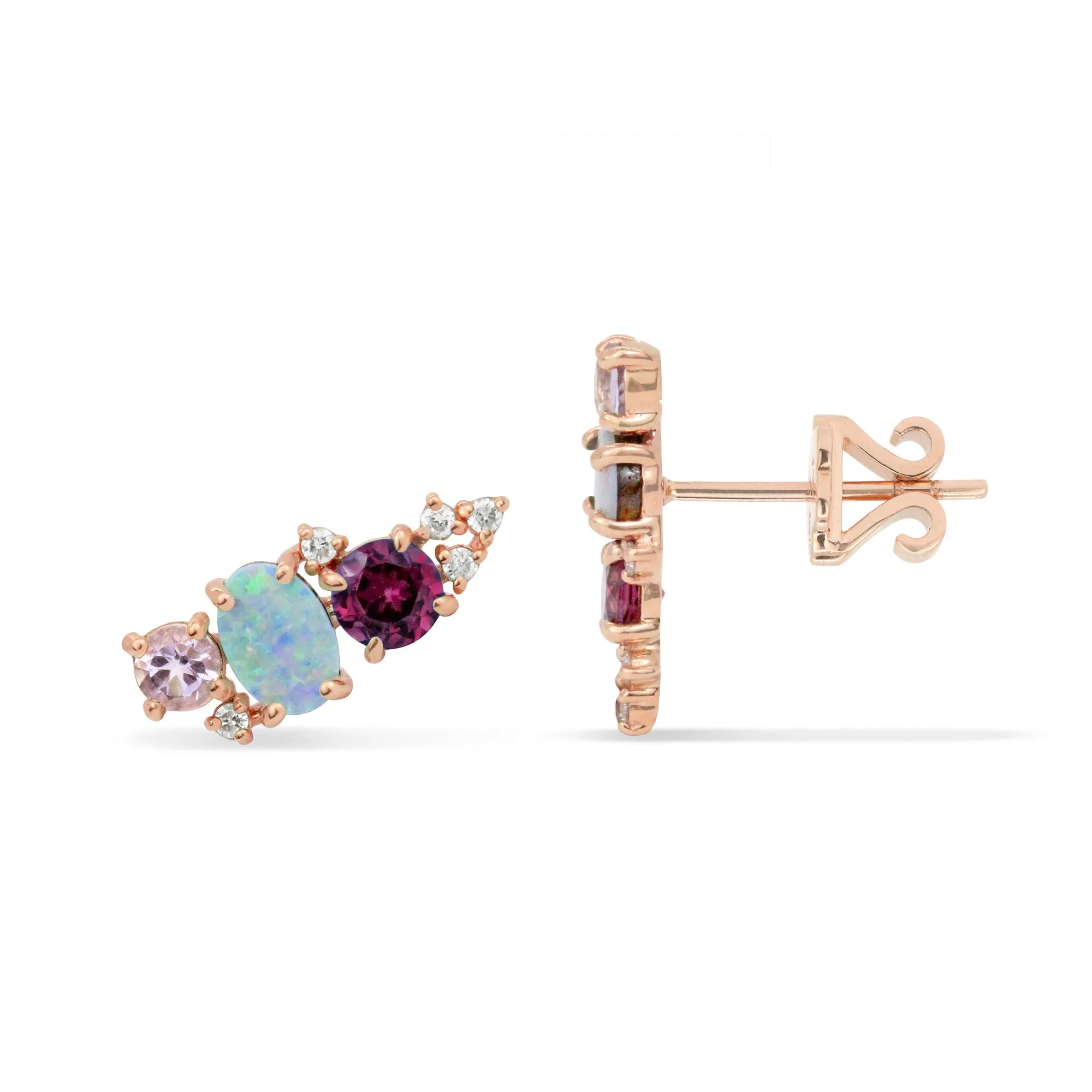 Gemstone & Diamond 14K Mini Ear Climber, Left