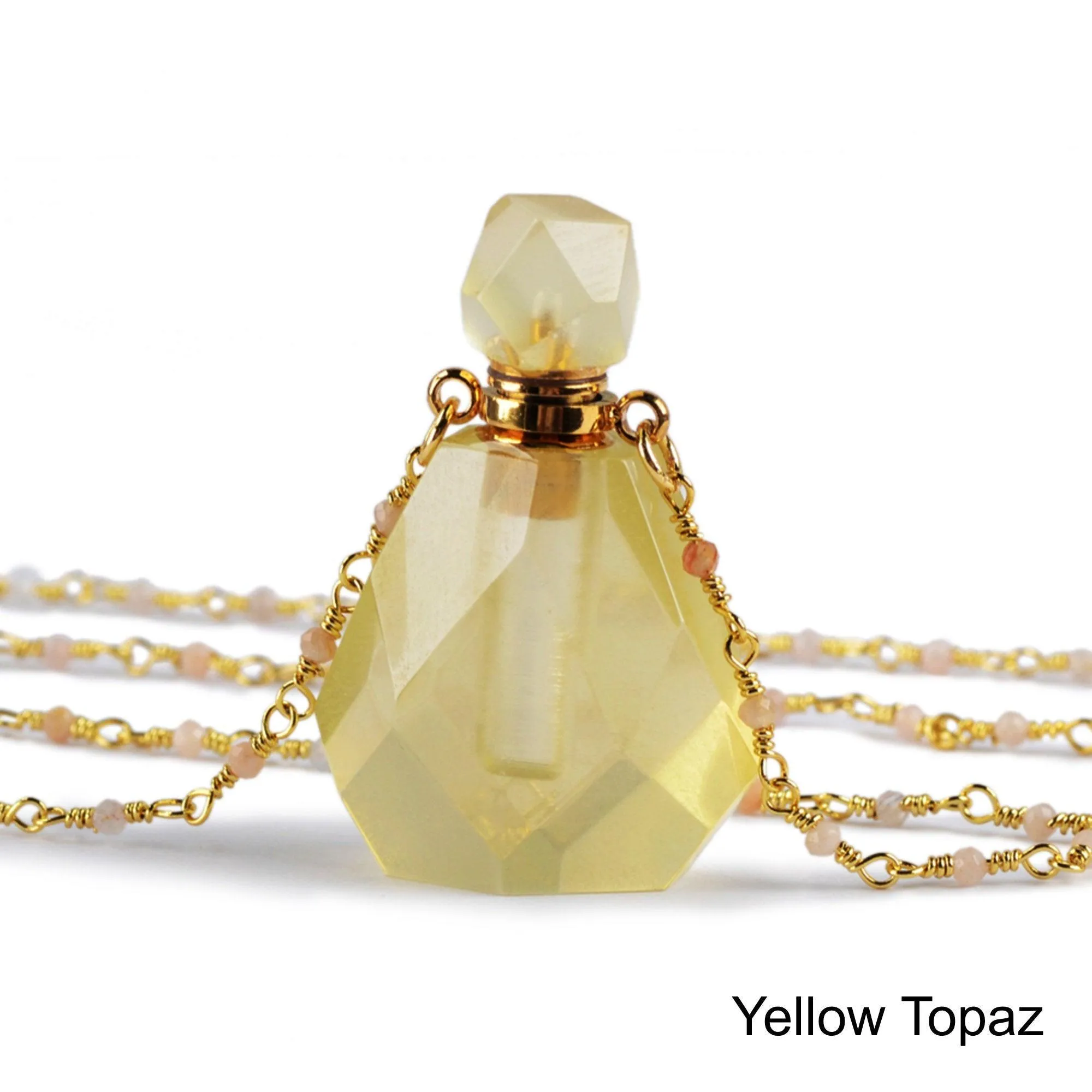 Gemstone Fragrance Bottle Pendant Necklace