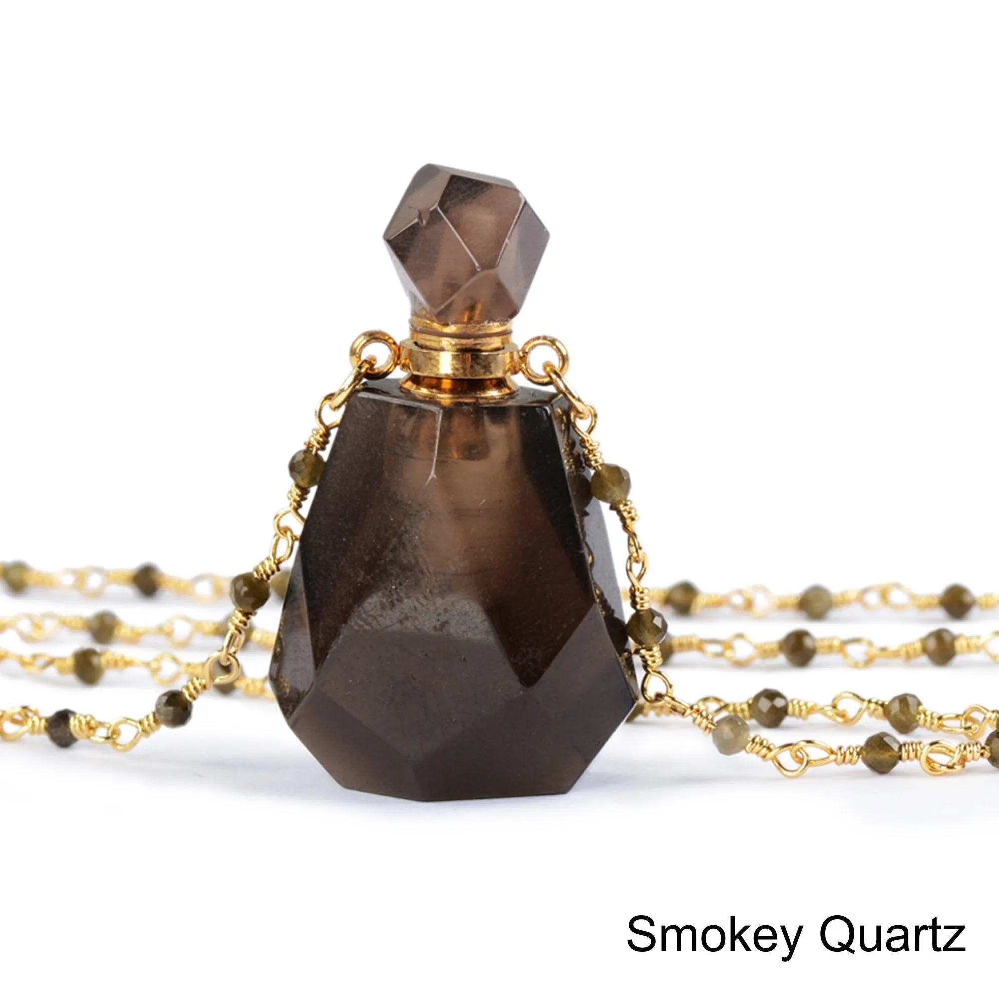 Gemstone Fragrance Bottle Pendant Necklace