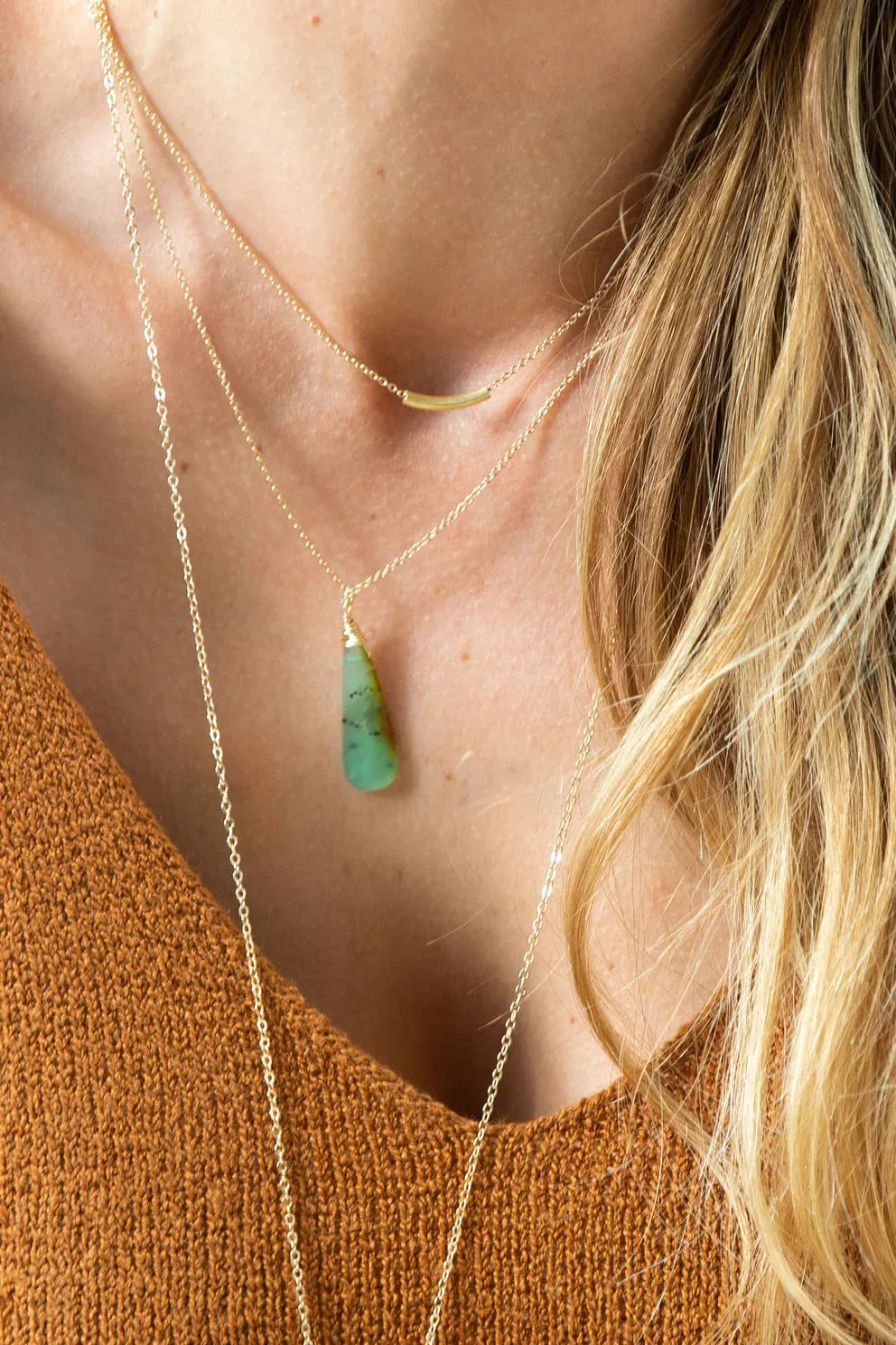 Gemstone Layering Necklace - Nephrite