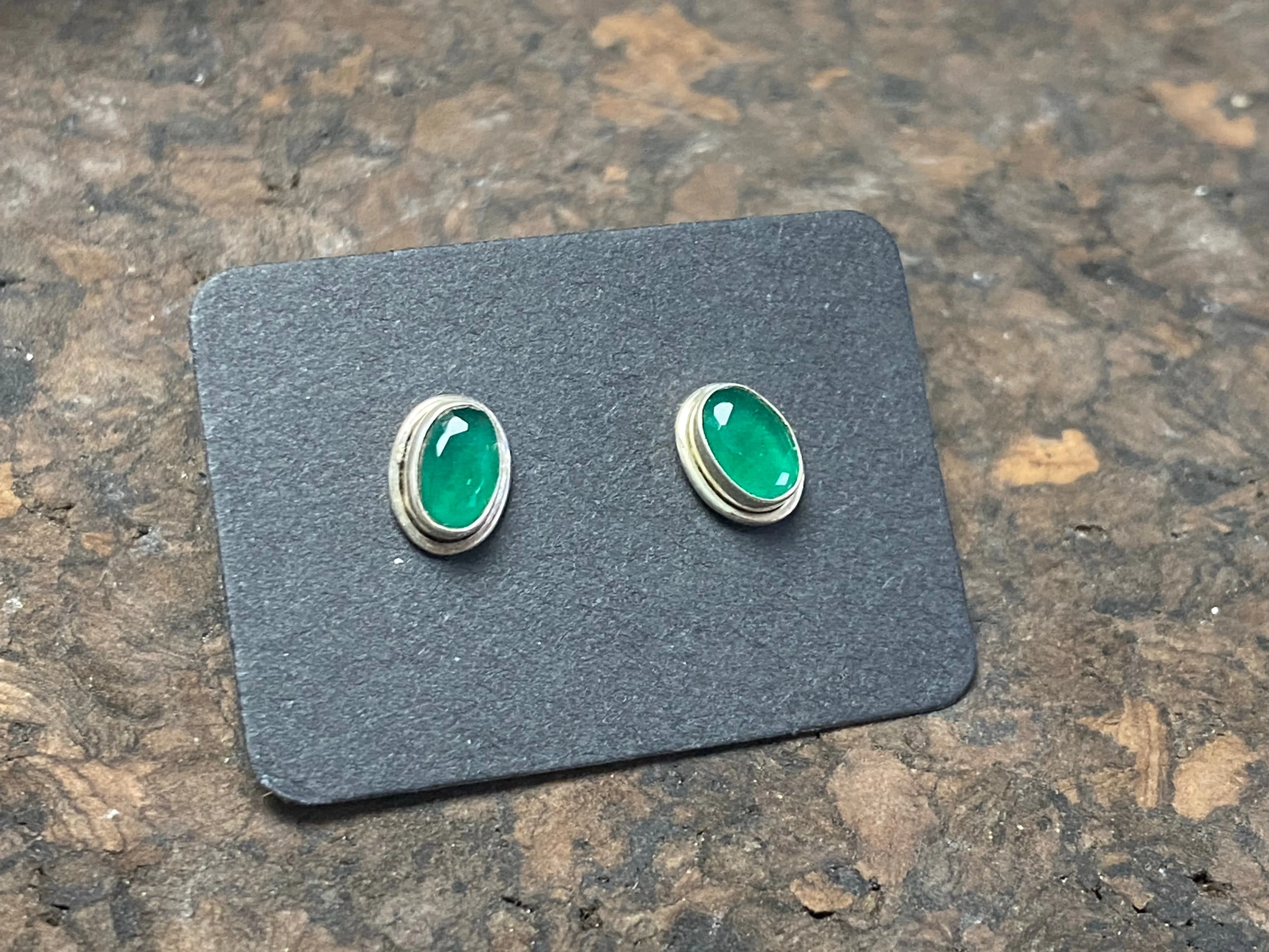 Gemstone Stud Earrings - Ruby, Emerald and Sapphire