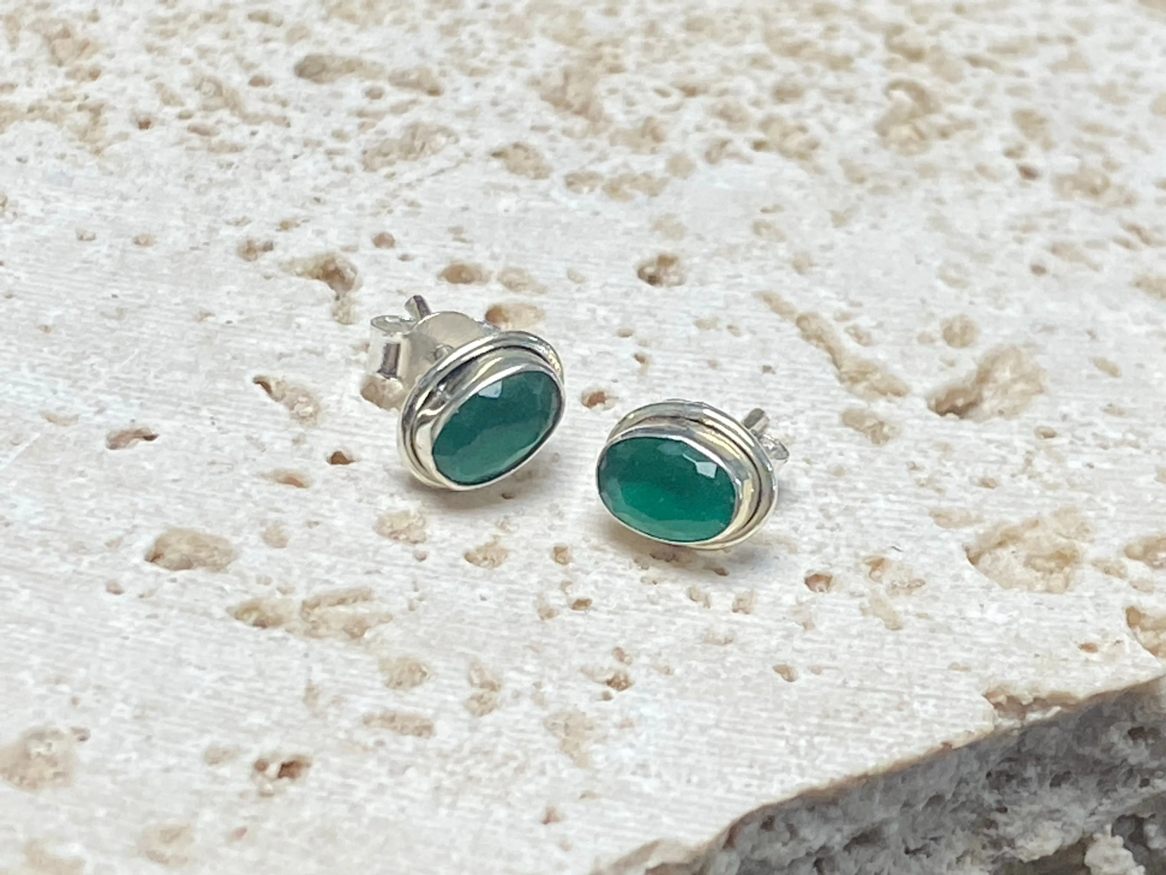 Gemstone Stud Earrings - Ruby, Emerald and Sapphire